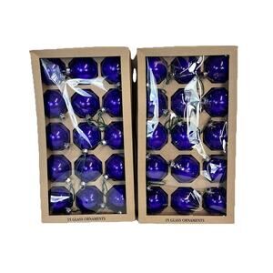 Vintage Target Corp 30 pc Boxed Set Purple Glass 2" Ornament Christmas Balls USA